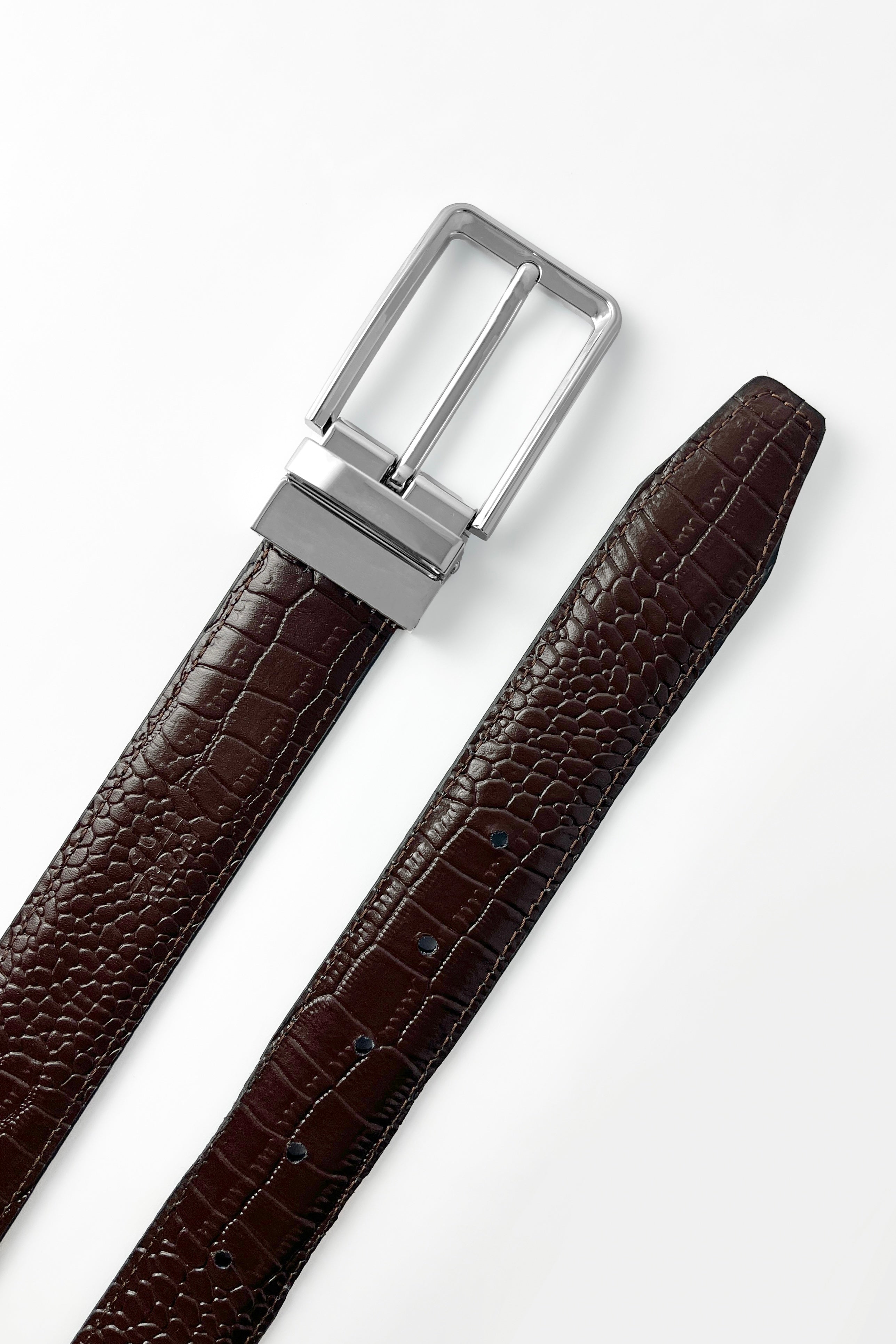Silver croc Reversible Belt