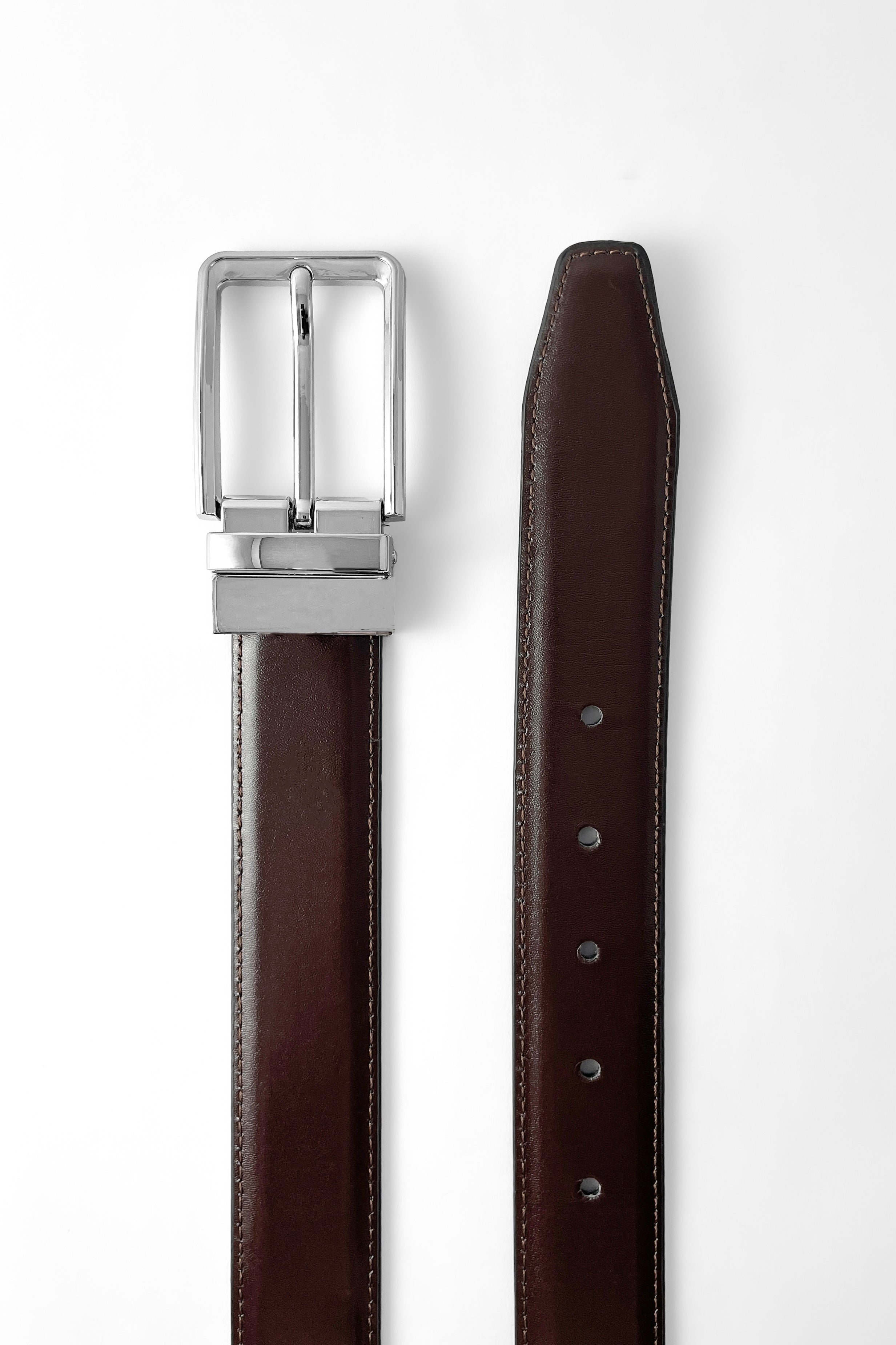 Silver Plain Reversible Belt
