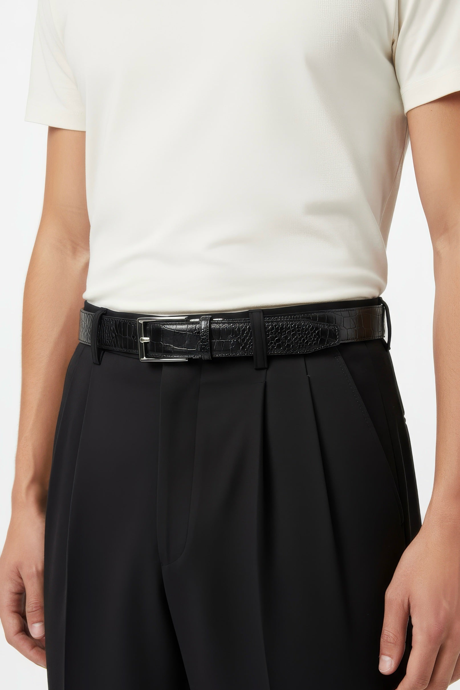 Silver croc Reversible Belt
