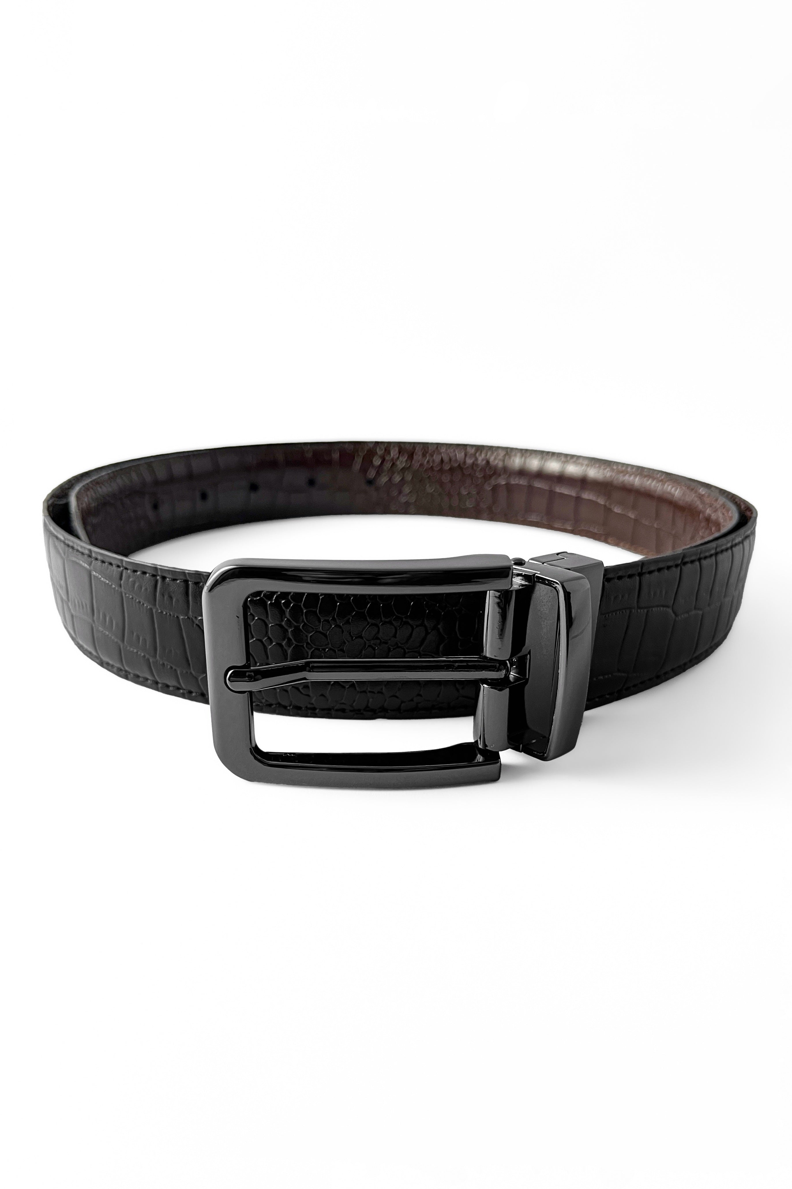 Black croc Reversible Belt