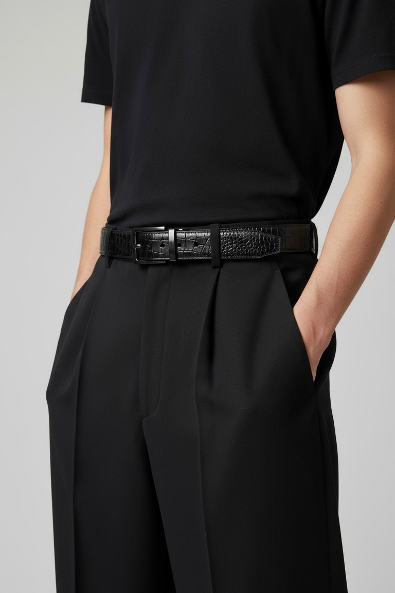 Black croc Reversible Belt