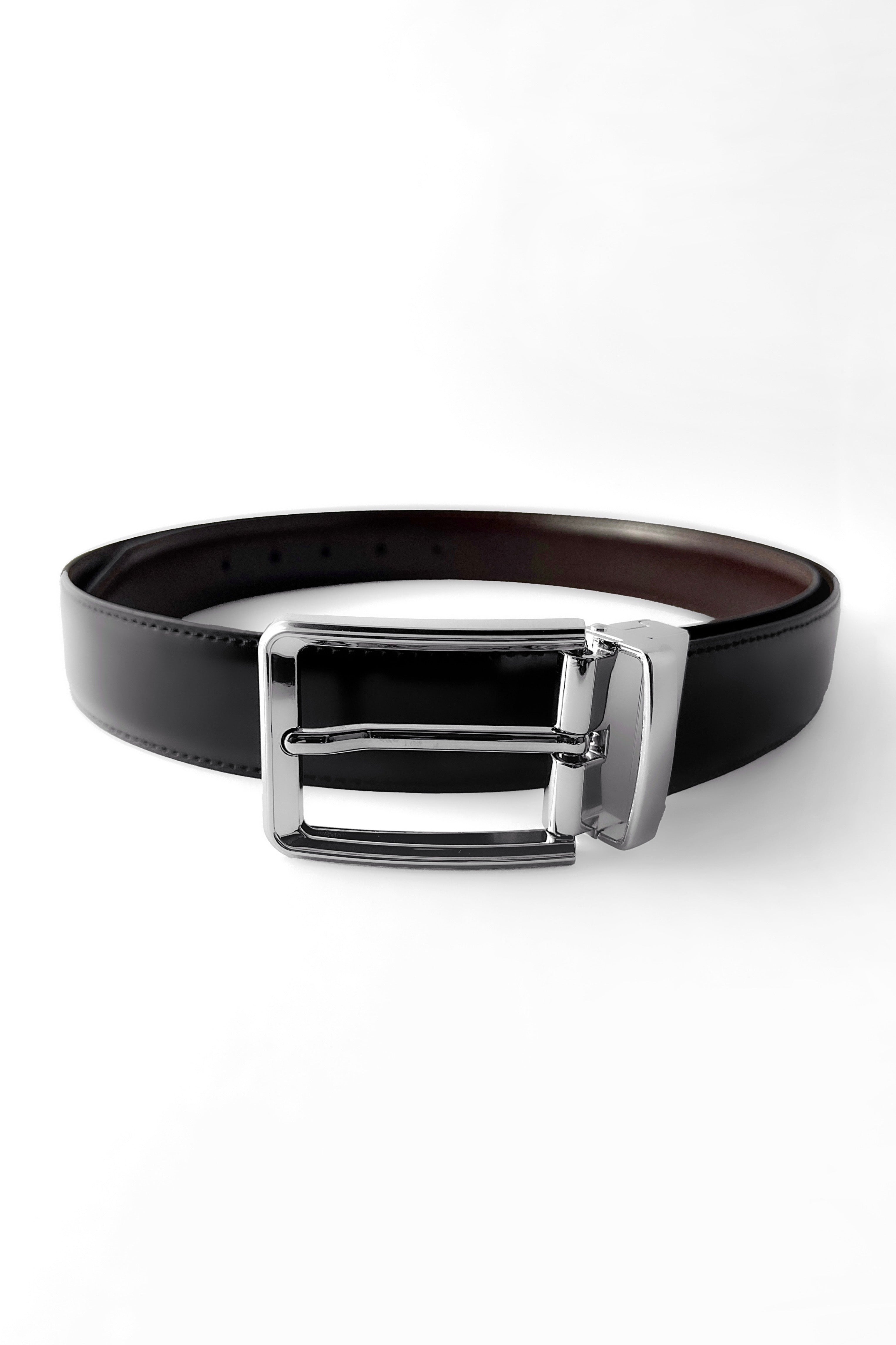 Silver Plain Reversible Belt