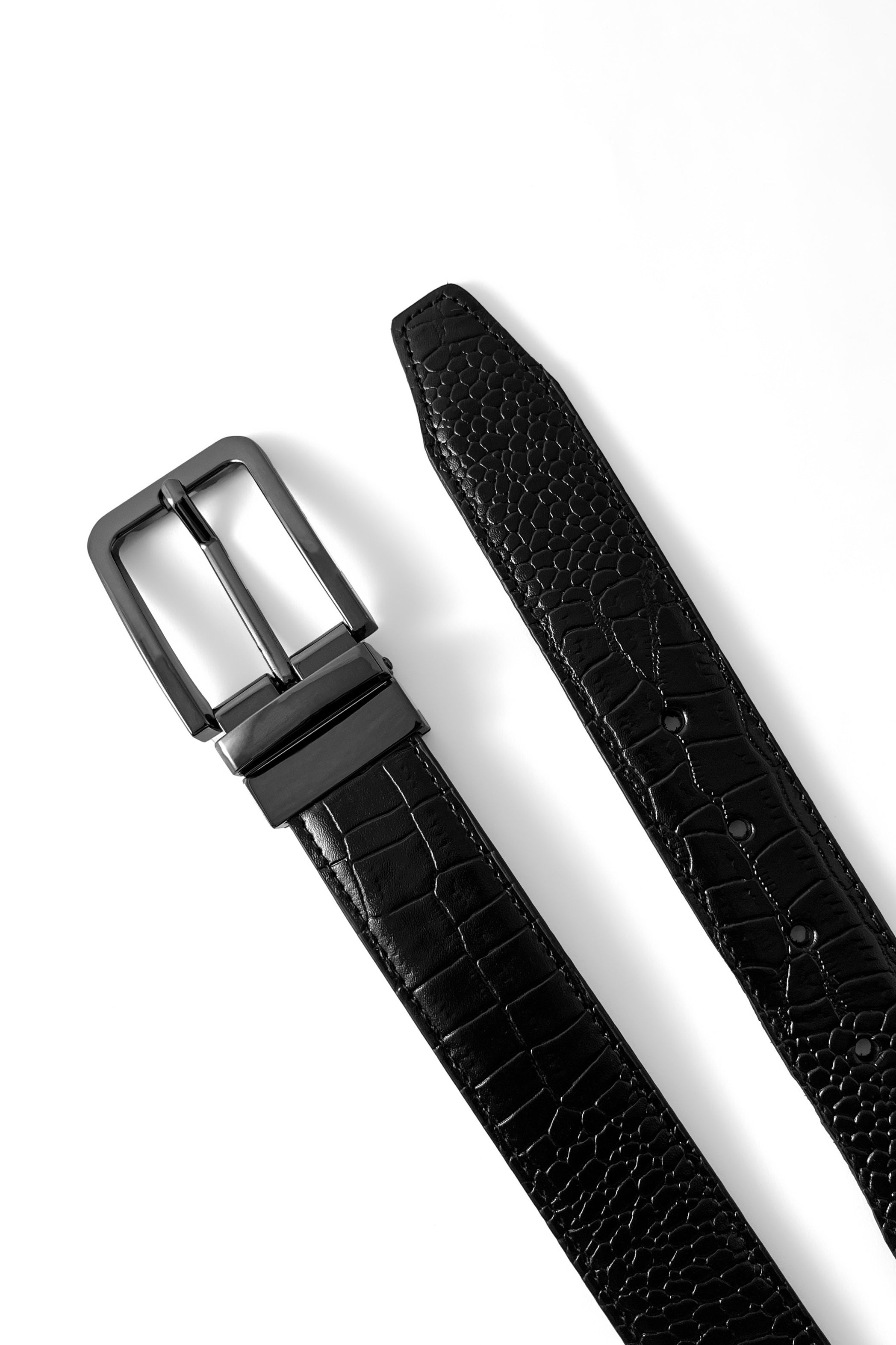 Black croc Reversible Belt