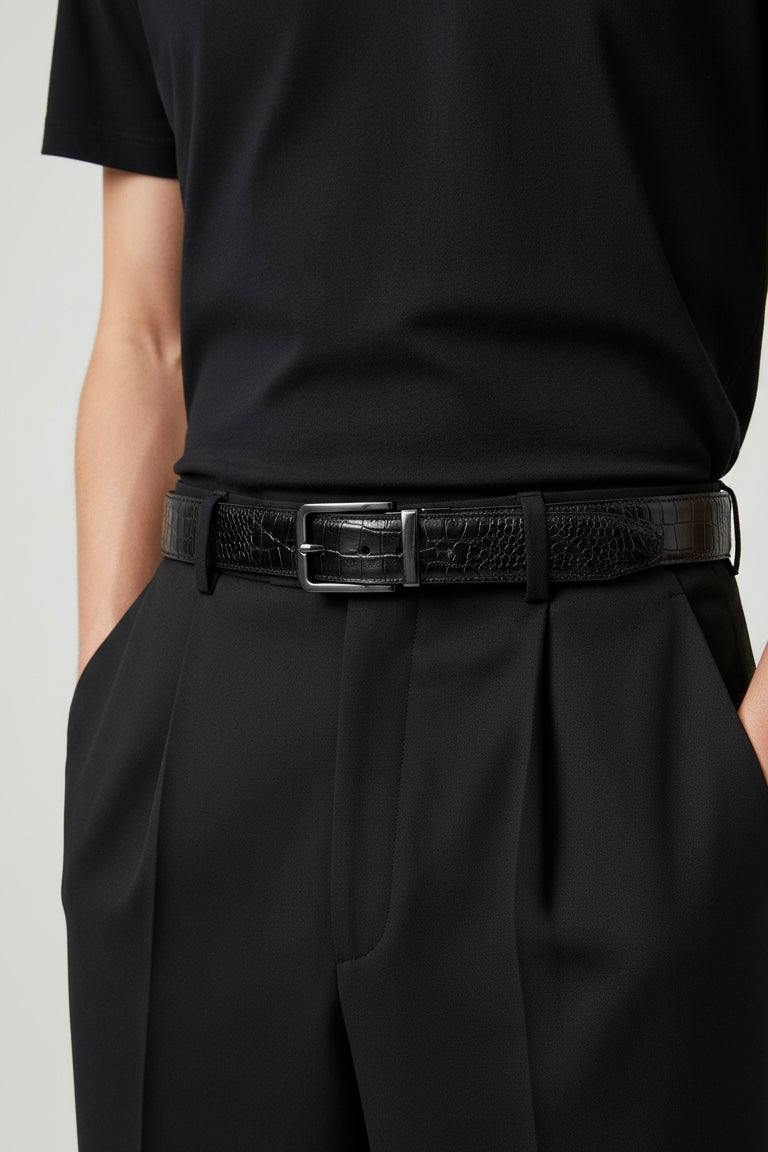 Black croc Reversible Belt